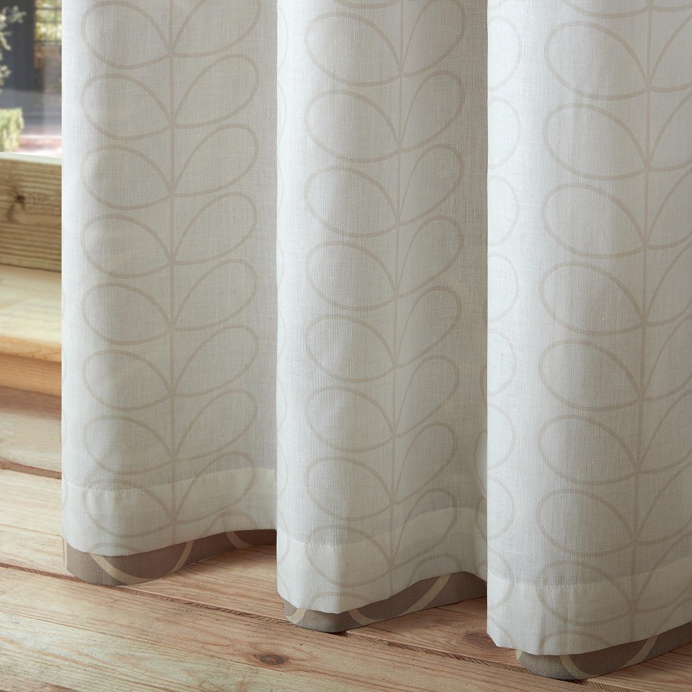 Linear Stem Lined Eyelet Curtains by Orla Kiely - Latte image 2