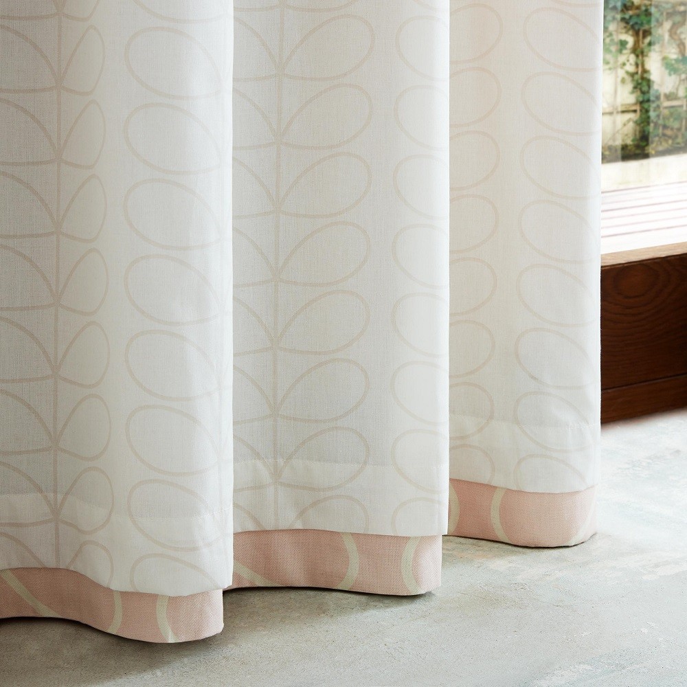 Linear Stem Lined Eyelet Curtains by Orla Kiely - Pink image 2