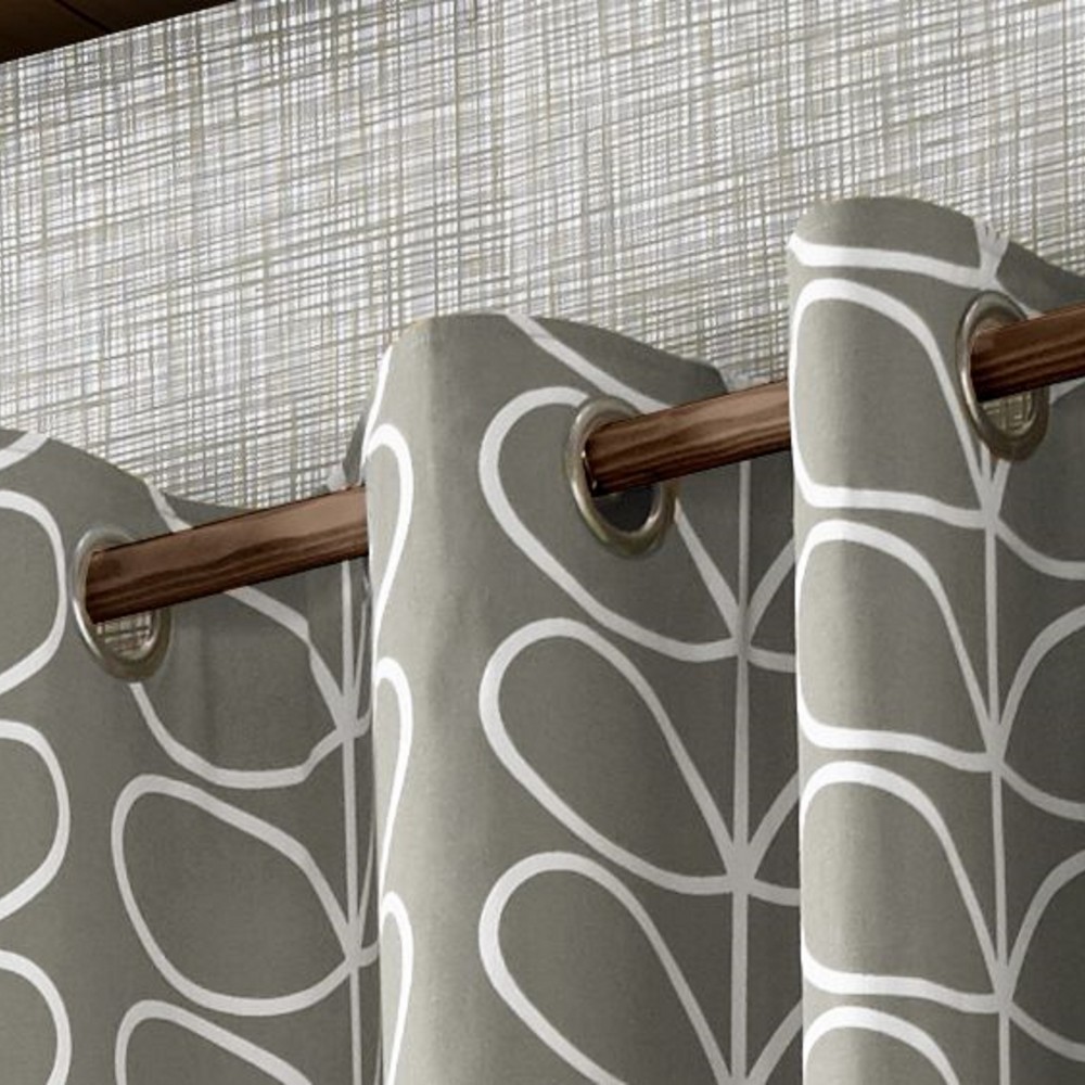 Linear Stem Lined Eyelet Curtains by Orla Kiely - Silver image 3