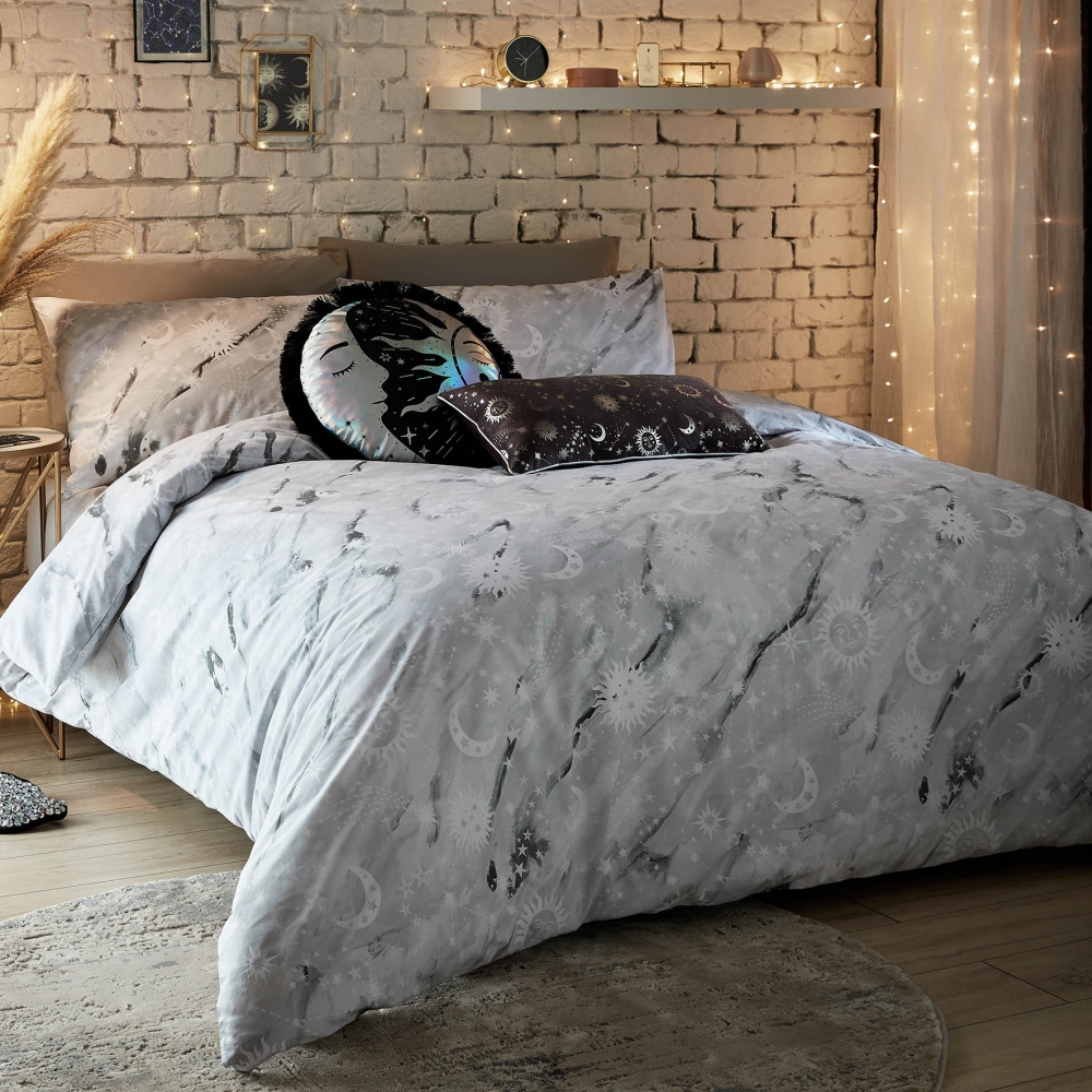Marble Celestial Grey Bedding Set by Skinny Dip